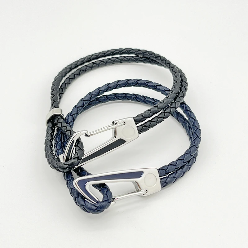 LAN MB Bracelet Luxury Designe Blue Black Oil Droplets Lobster Clasp PU Leather With Six Star Couple Rope