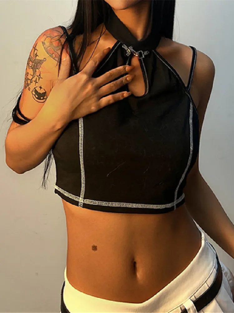 

Женский летний стильный жилет на бретельках без рукавов в стиле панк