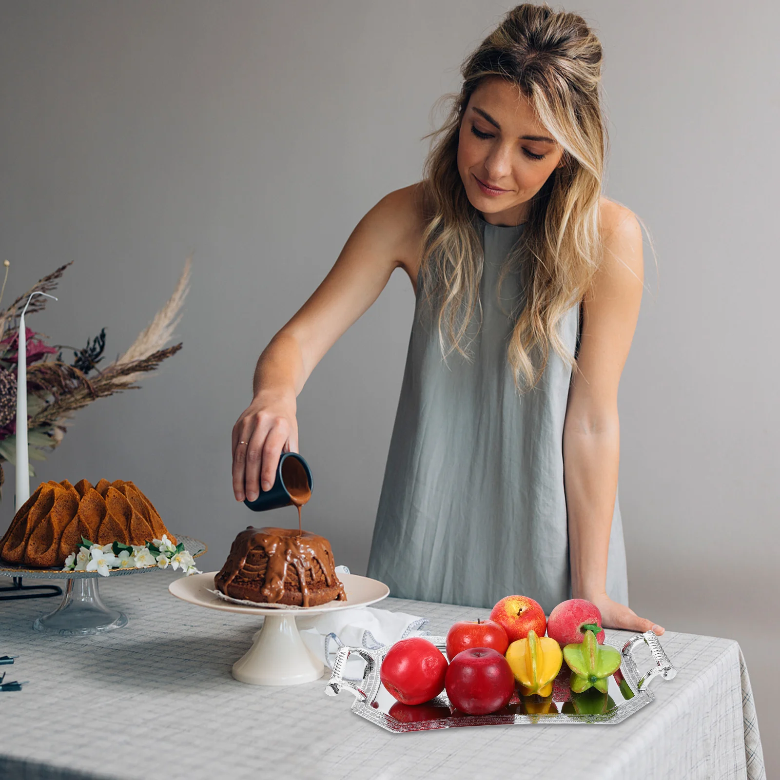 Поднос в европейском стиле бинауральная сервировка с ручками тарелка для