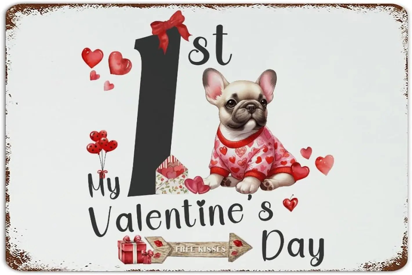 Dog Ct My 1st Vlentne's Dy 812 nch Metl Tn Sgn Персонализированные пабы Club Grden Coffee Br Wll Decorns Sgns Cute Puppy