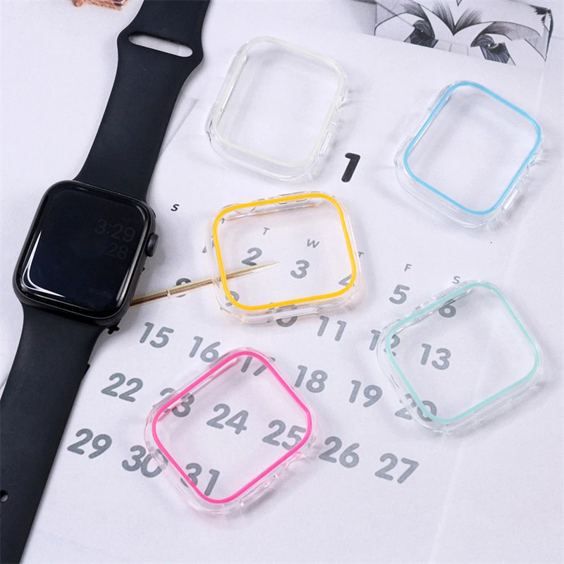 Luminous Transparent Cover for Apple Watch band 49mm 45mm 41mm 44mm 40mm Protector Case For iwatch serie ultra 8 7 6 SE 5 4 case