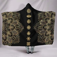 golden chakra vegan blanket hooded blanket mandala lotus floral meditation spiritual festival outdoor blanket custom ma