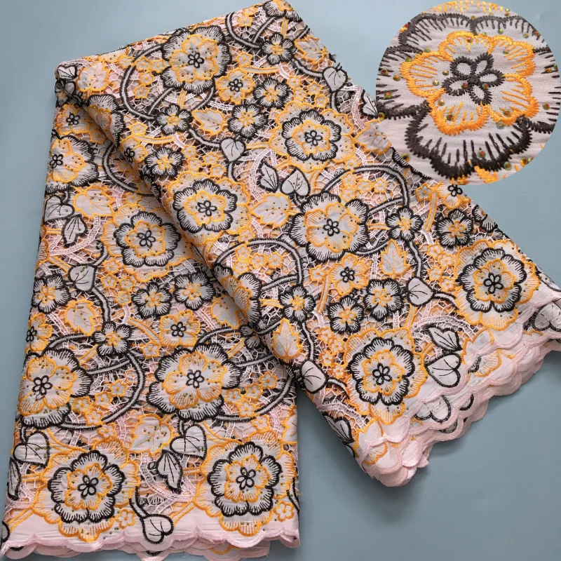Африканская Кружевная Ткань 2024 Высокое Качество 5 Ярдов С Отверстиями