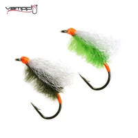 vampfly 6pcs12 green olive dry fly white ep silky fiber wing dry fly barbed fly hook for bass erch trout fishing lures