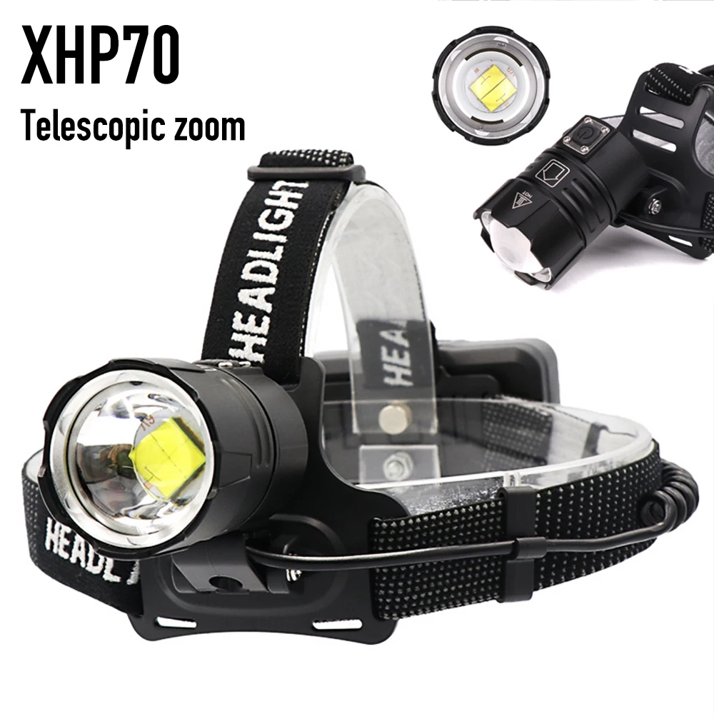 

Super XHP70 Most Powerful Led Headlamp Portable zoom Headlight 1800 Lm Rechargeable glare Head flashlight Usb Fishing Head Lamp