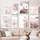 Настенная картина розовые пионы, постер на холсте с принтом Башня Парижа в скандинавском стиле, декор для гостиной и дома