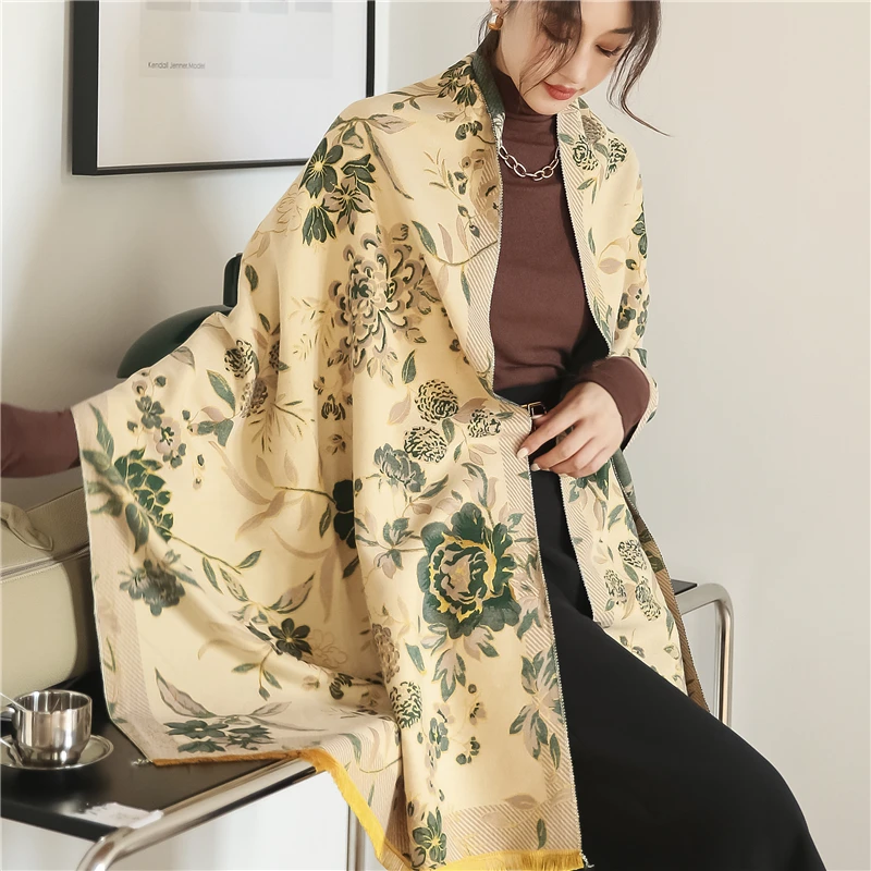 

Зимний теплый шарф с принтом, женские кашемировые мягкие головные шарфы, шаль Wrar Bufanda, Женская Пашмина, толстое длинное одеяло, фуляр, новинка 2022