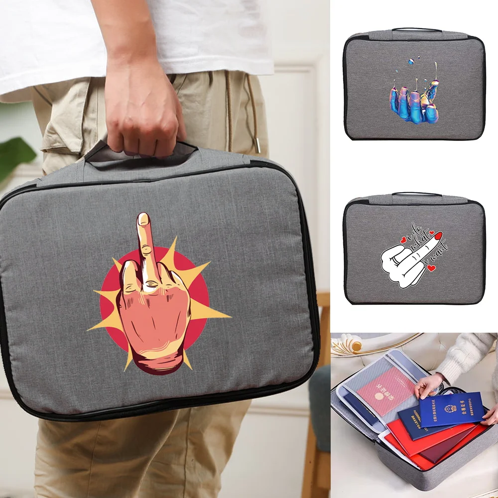 Document Bags Handbags Unisex Travel Credentials Credit Card Luggage Storage Bag Hand Print Waterproof Documents Organizer Case