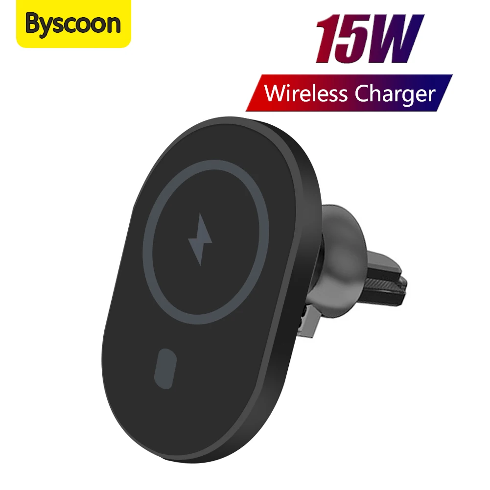 

Byscoon 15W Magnetic Wireless Car Charger For iPhone 13 11 Pro Max 12 Mini XR XS Type C Charging Car Wireless Charge With Holder