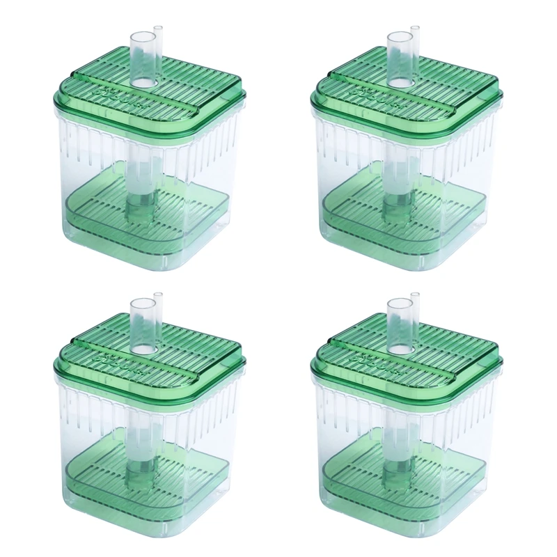 

4X Plastic Square Fish Tank Aquarium Filter Bottom Box Transparent Green