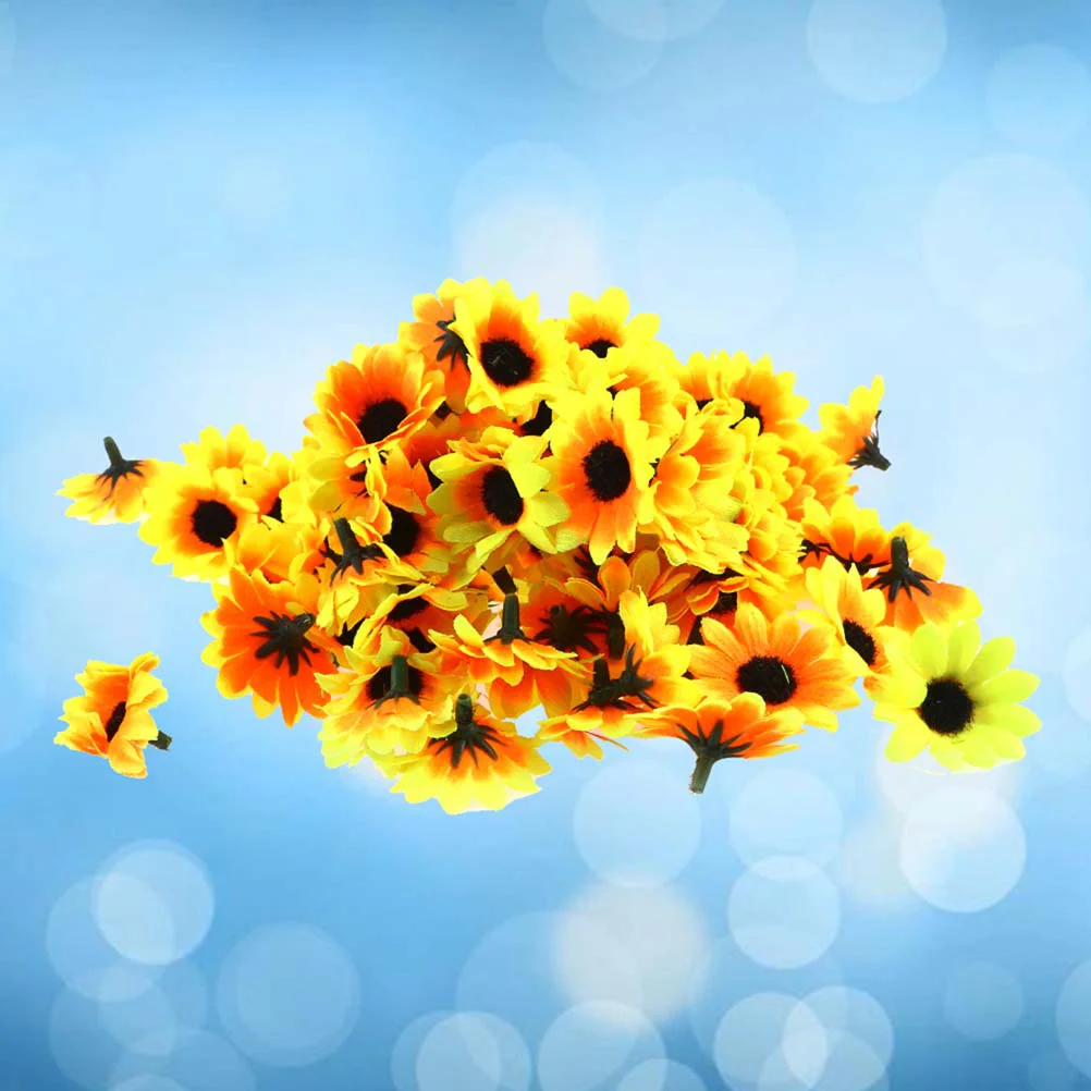 

Sunflower Fake Artificial Head Silk Yellow Headsflowers Looking Decoration Home Daisy Bulk Sunflowersflower Faux Hat