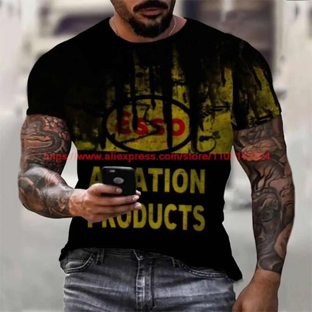

2022 Men T Shirt 3d Print Oil Stp Short Sleeve Tops Retro Motorcycle Racing T-shirts Oversized Tee Shirt Men Clothing Esso Top