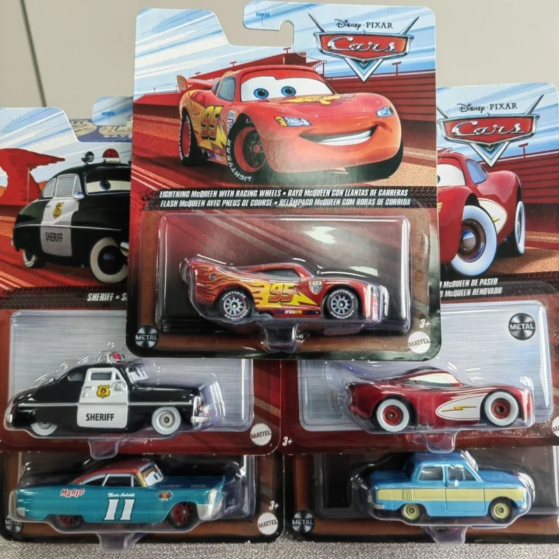 Фото Оригинальные металлические игрушки-машинки Mattel Pixar Cars: Молния МакКуин, Шериф и другие, коллекционные металлические игрушки для детей и мальчиков №1