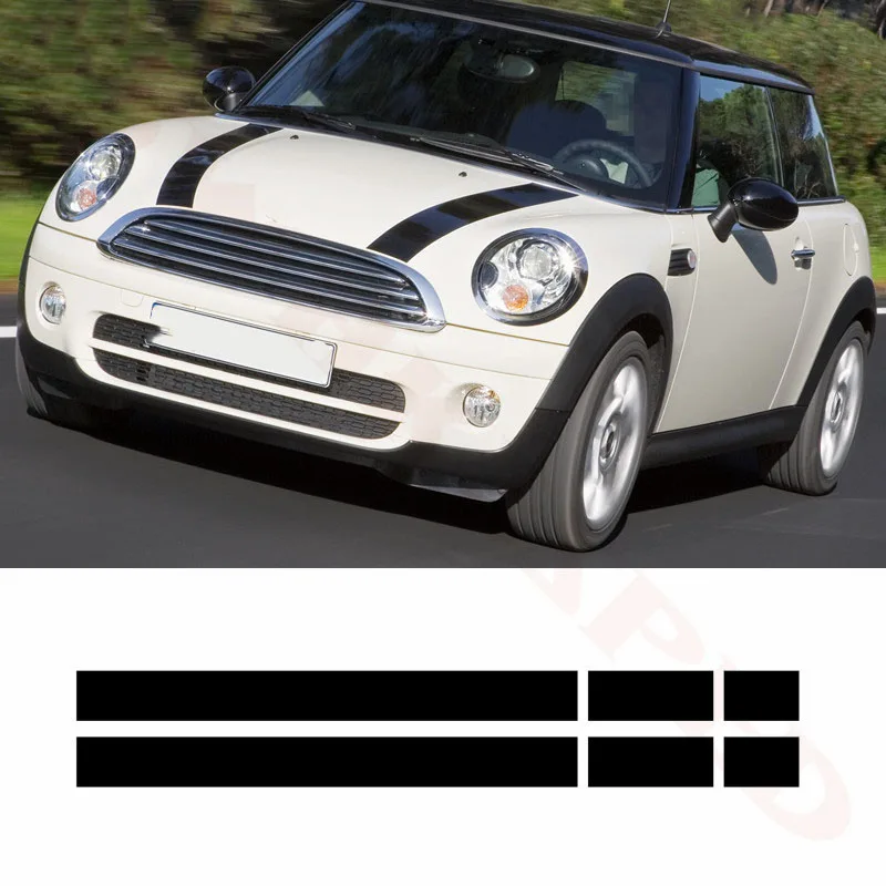 

2Pcs/Lot Cool Vinyl Decals Car Bonnet Stripes Hood Stickers Cover For R50 R53 R56 R55 Car Assecories Car Decals Car Gadgets