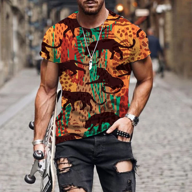 

2021 New Summer Leaf spots T-Shirt 3D T Shirt Men T Shirts Fashion hot Street Hip-Hop Style Tops & Tees Men clothing Tops