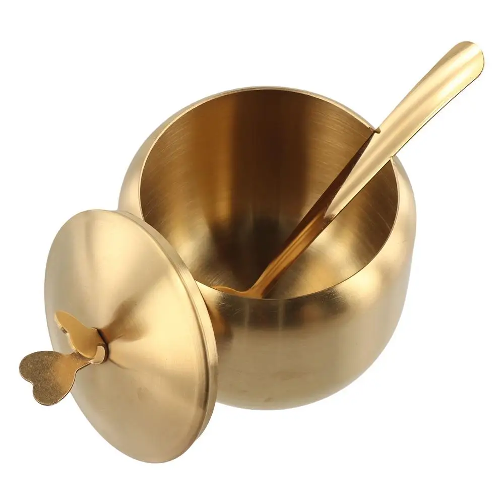 Полезная сахарница из нержавеющей стали золото серебро с крышкой-ложкой банка