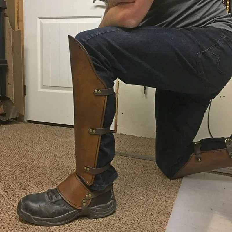 Средневековые гетры Viking Larp Greaves защита для ног кожаная доспехи костюм