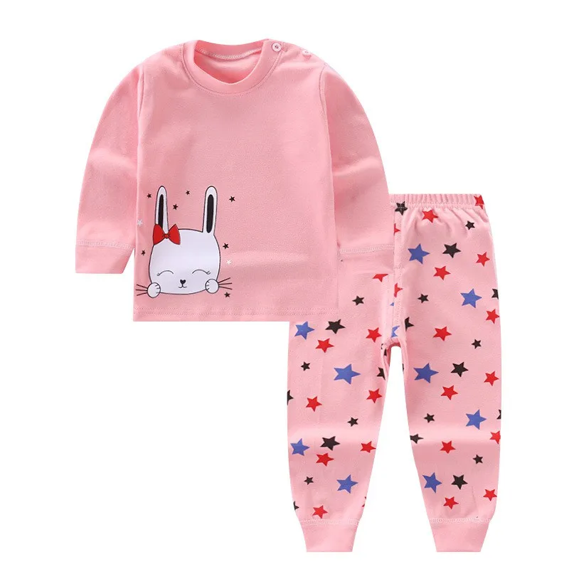 Cotton Cartoon Baby Girl Clothes Set Kids Long Sleeve Pajamas 1-6Y