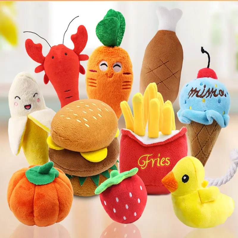 Fruit Animals Cartoon Dog Toy Stuffed Squeaking Cute Plush Puzzle For Dogs Cat Chew Squeaker Squeaky Toy
