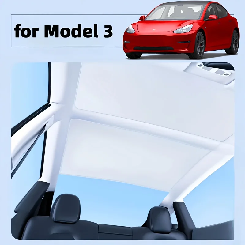 Фото Для Tesla Model 3 Highland, Model Y Juniper, Model YL: Электростатический солнцезащитный козырек для люка с эффектом охлаждения, летний, с эффектом ледяного кристалла №2