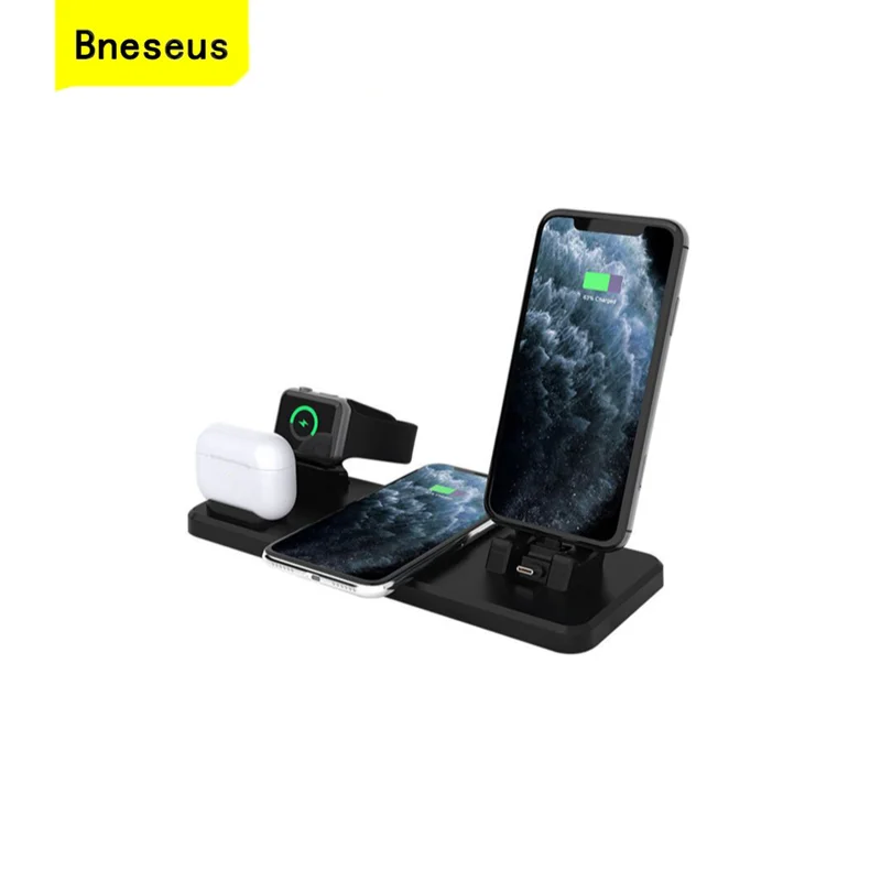 

3-In-1 Wireless Charger Dual Plug Mobile Phone Bracket For iPhone 13 12 11 Xiaomi Huawei Watch Headset 15W Fast Charging Base