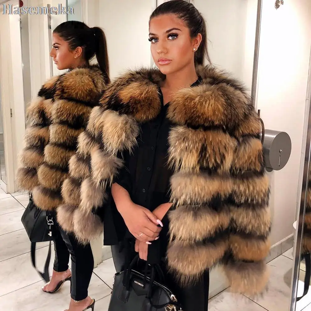 

Winter Women Fox Fur Jacket Real Fur Coat Natural Raccoon Fur Coats Leather Jacket Women Jackets New Product 2020