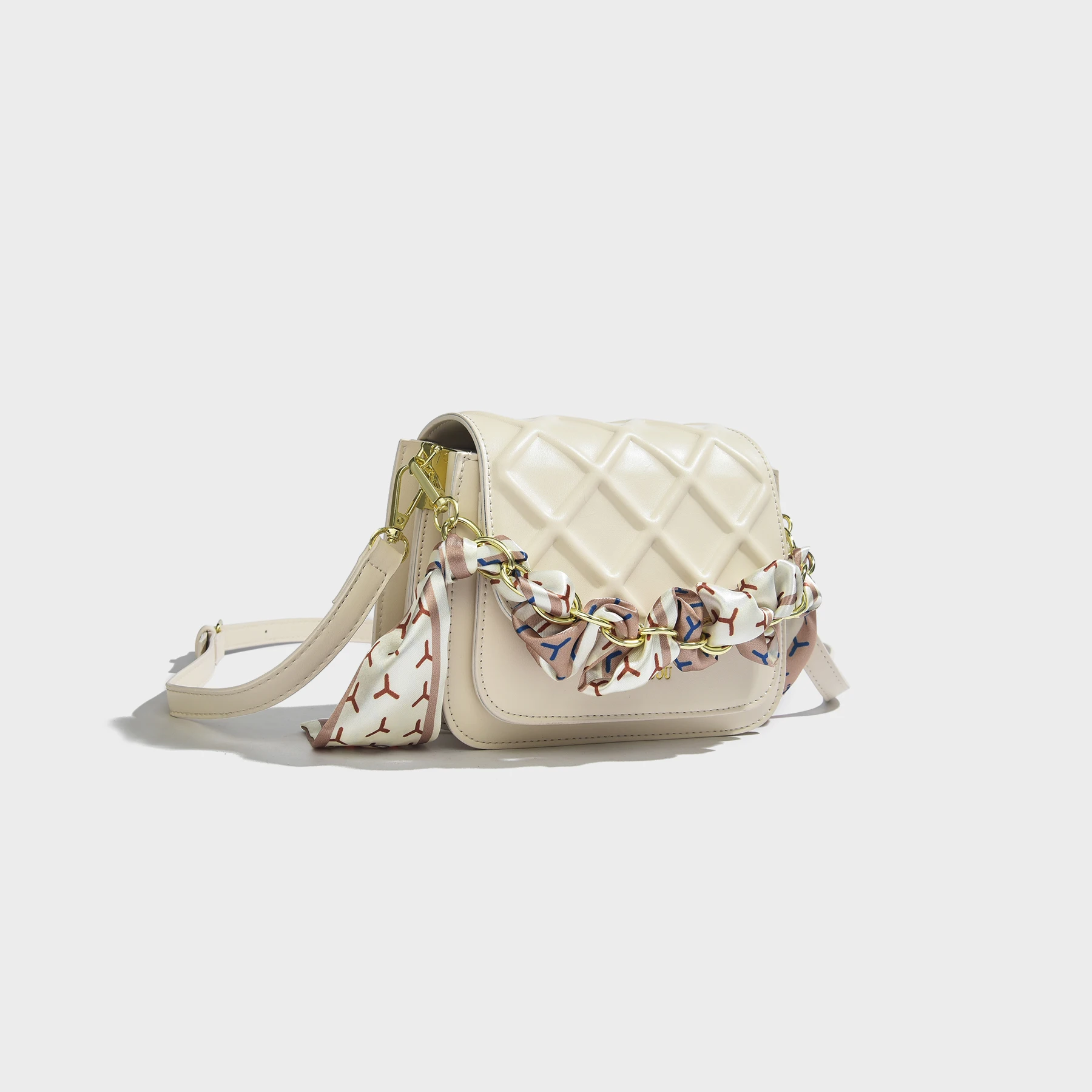 Elmsk 2022 Single Shoulder Messenger Bag Women French Style Vintage Texture Leather Casual Chain Bag