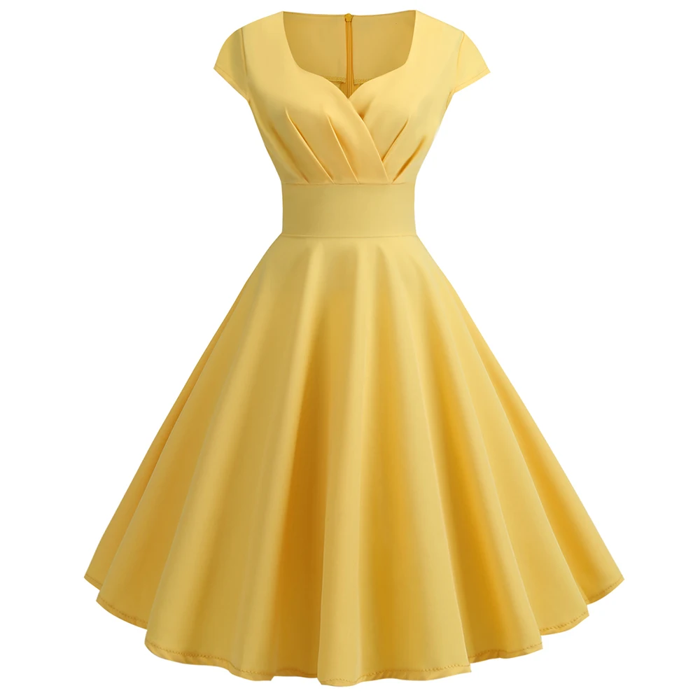 

New Ladies Vintage 50s 60s Retro Prom Dress Evening Party Swing Midi Swing Dresses Rockabilly Pinup Elegant Robe Vestidos A3