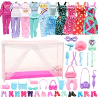 barwa multiple 43 items for barbie1 bed1 mosquito net1 pillow5 top pants5 suspender skirts20 living accessories10 shoes