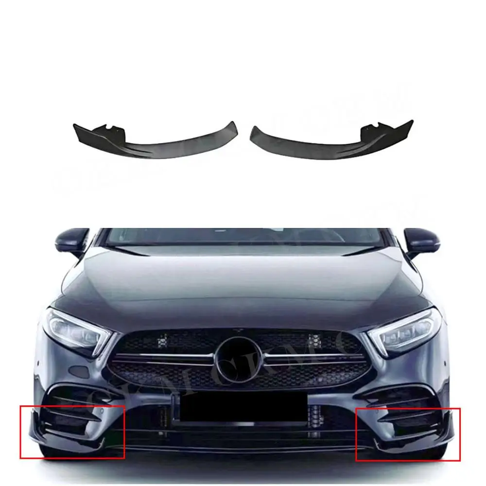 

for Mercedes Benz A Class W177 A35 AMG Sedan 2019-2022 B Style ABS Carbon Look Front Bumper Lip Splitter Spoiler Side Aprons