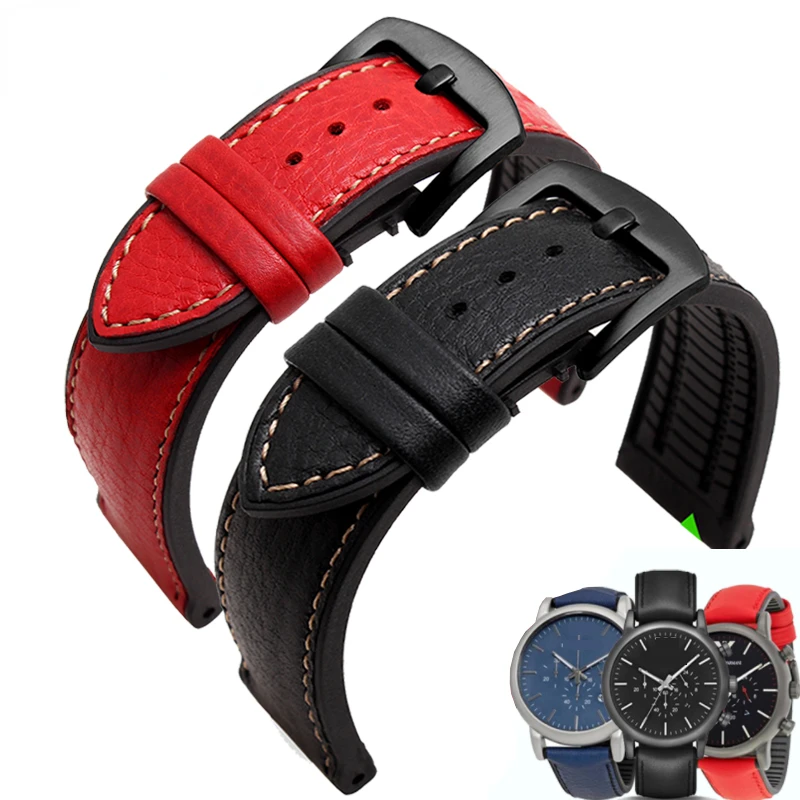 Ремешок из воловьей кожи с силиконовой основой для часов серии Armani Ar1969 1970 1971