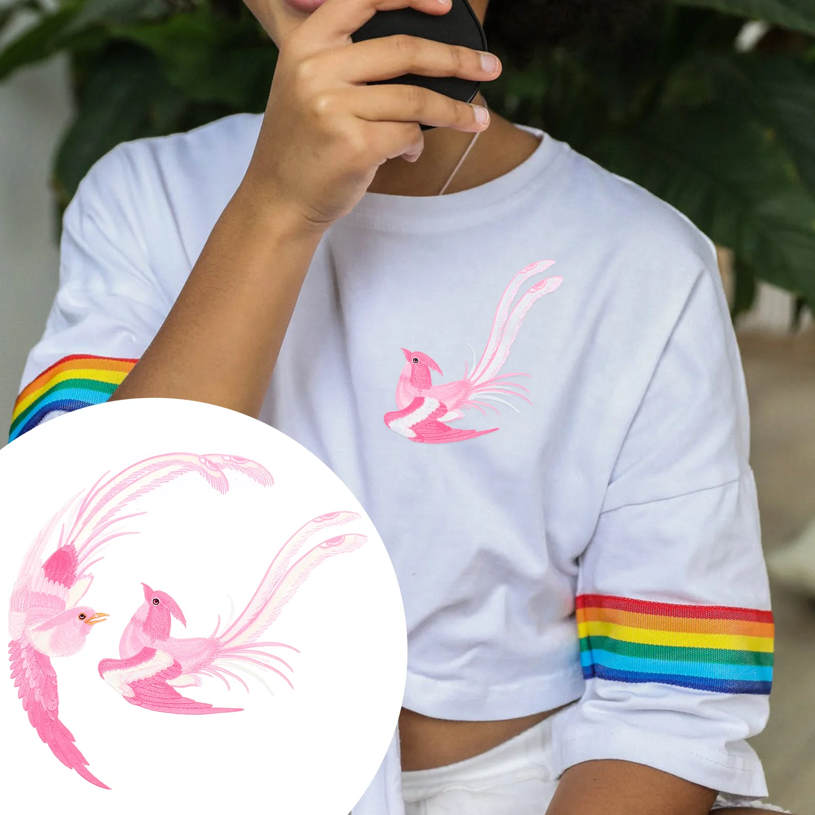 

1 Pair Bird Pattern Multipurpose Sewing Costume Embroidered Appliques