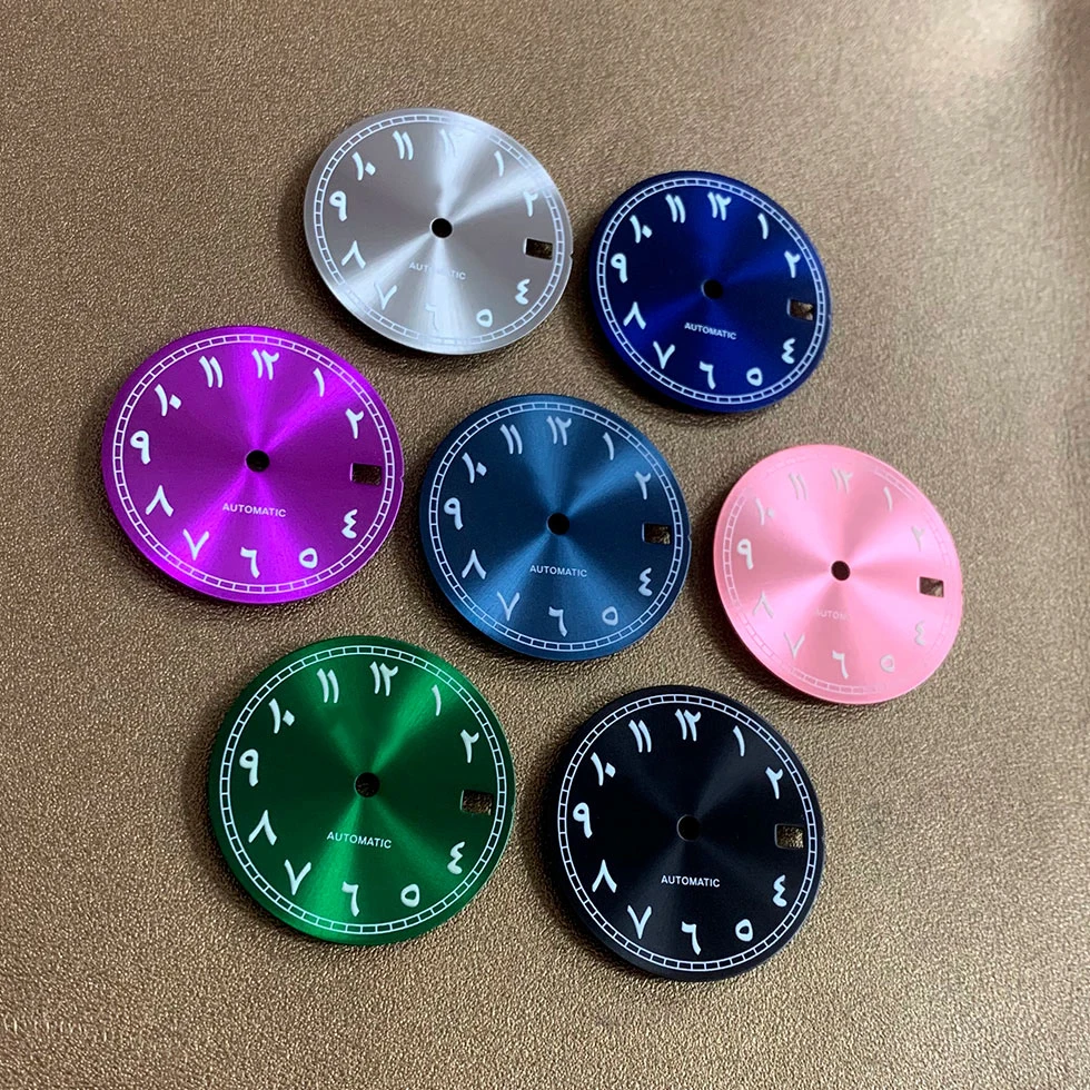 S Watch Dial Accessories Modified 28.5mm Arabic Font Green Luminescent Sunray Face for NH35 NH36 Movement Watch Accessories