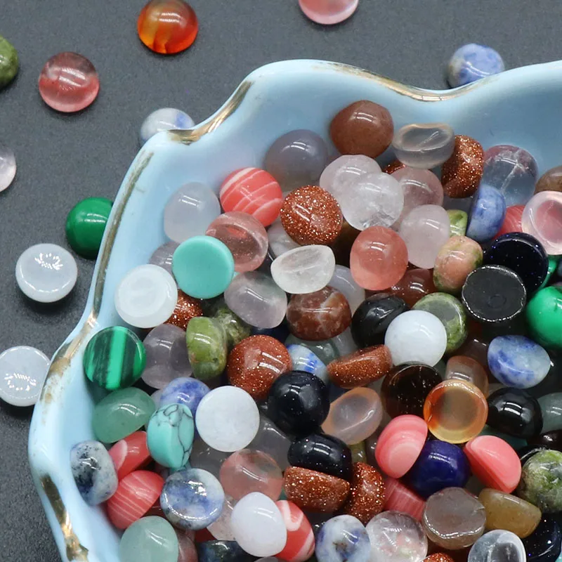 

Wholesale Natural Stone Round Cabochon Beads Lapis Lazuli Clear Quartzs for Women Rings Jewelry Gift Making Ornaments