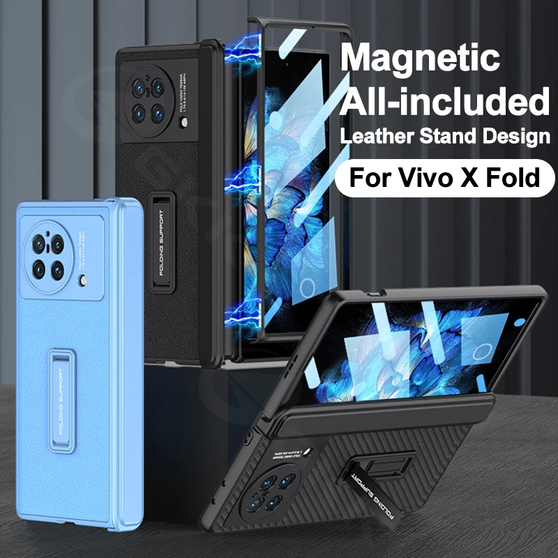 

GKK оригинальный кожаный чехол с магнитными петлями для Vivo X, складной чехол, все в комплекте, Защитное стекло для экрана Vivo X, складной