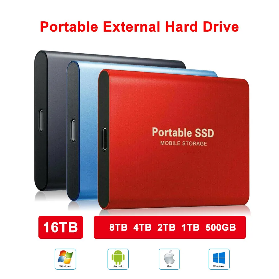 SSD Hard Drive Type-c USB 3.1 SSD Portable Flash 4TB 240GB 500GB Portable External for Laptop Desktop Flash Storage SSD