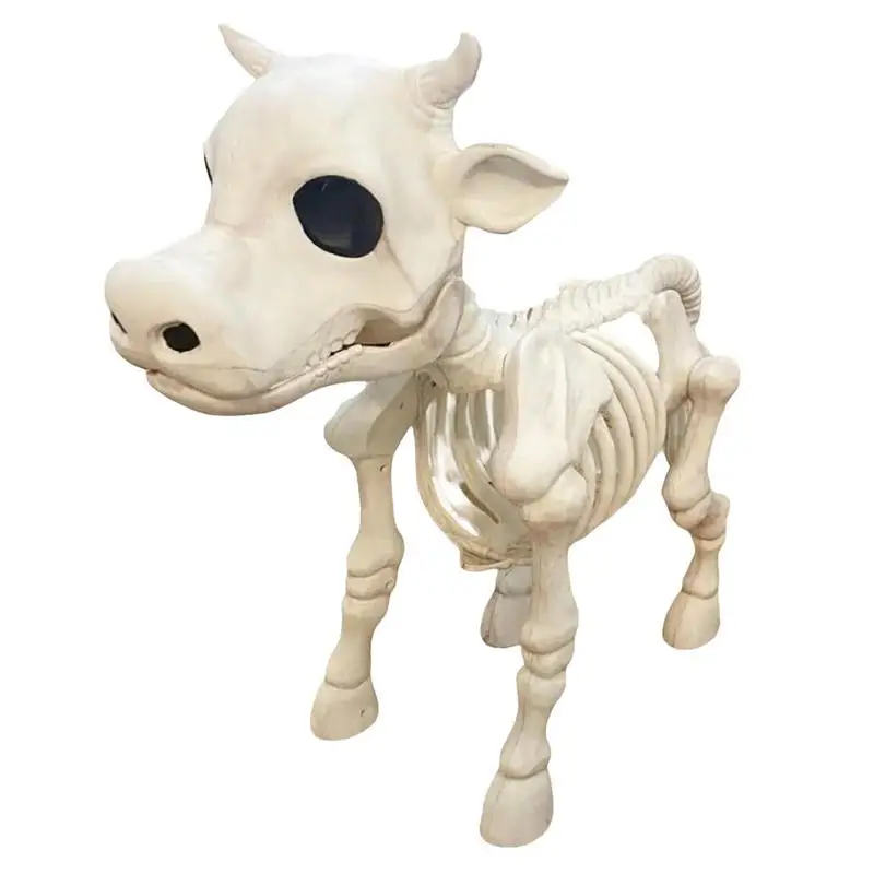 

Halloween Cow Skeleton 2023 New Spooky Cow Skeleton Halloween Decoration Prop Realistic Cow Skull Home Garden Graveyard Decor