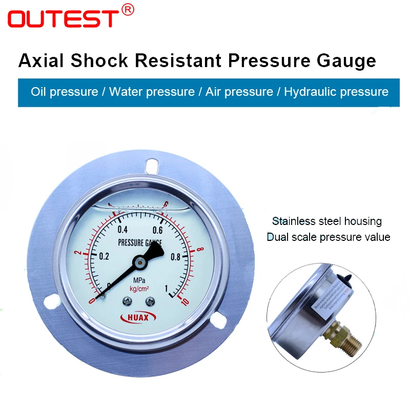 

OUTEST переносной миниатюрный манометр из нержавеющей стали, тестер ударопрочного давления, масла, воды, гидравлического давления G1/4