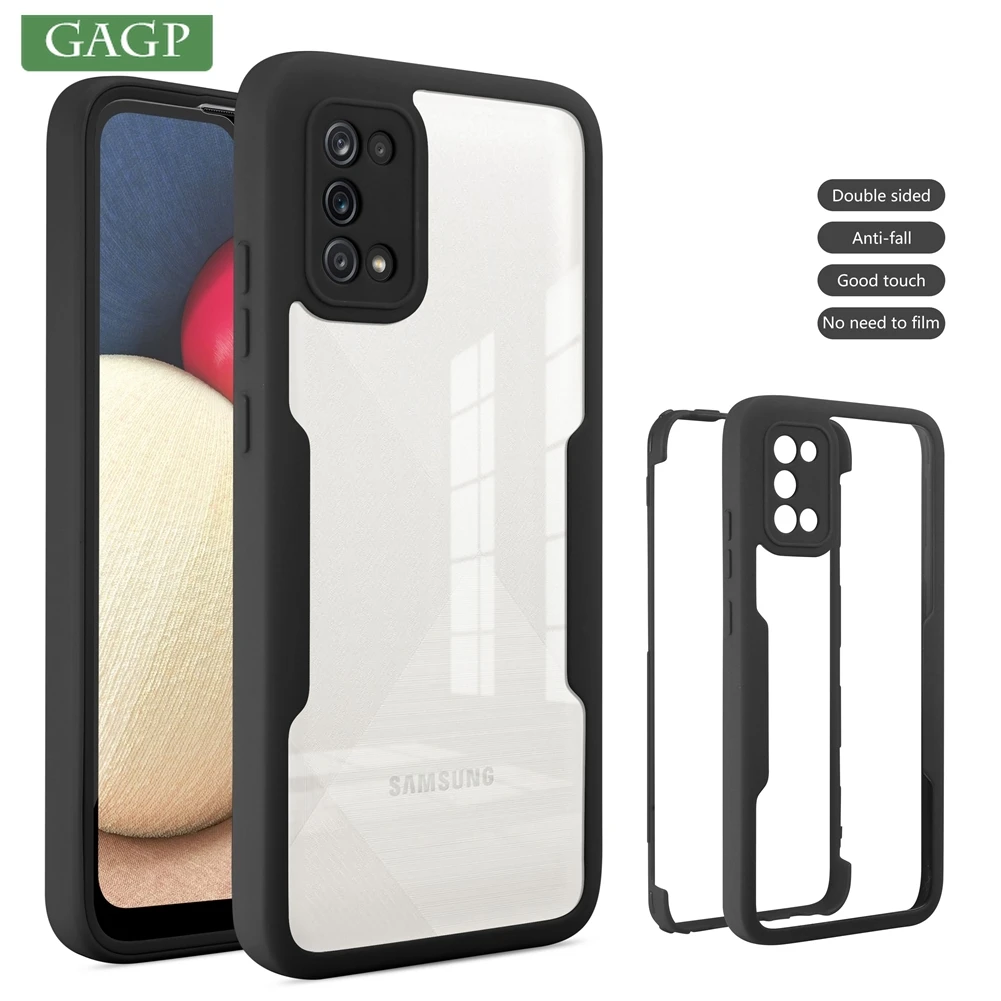 Встроенный чехол 360 для Samsung Galaxy A12 A32 A52 A72 A21S A22 A13 A33 A53 S22 ультрапрозрачный