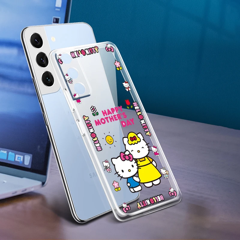 Мягкий прозрачный чехол из ТПУ с рисунком Hello Kitty для Samsung Galaxy S22 S21 S20 Ultra Plus Pro S10 S9 S8