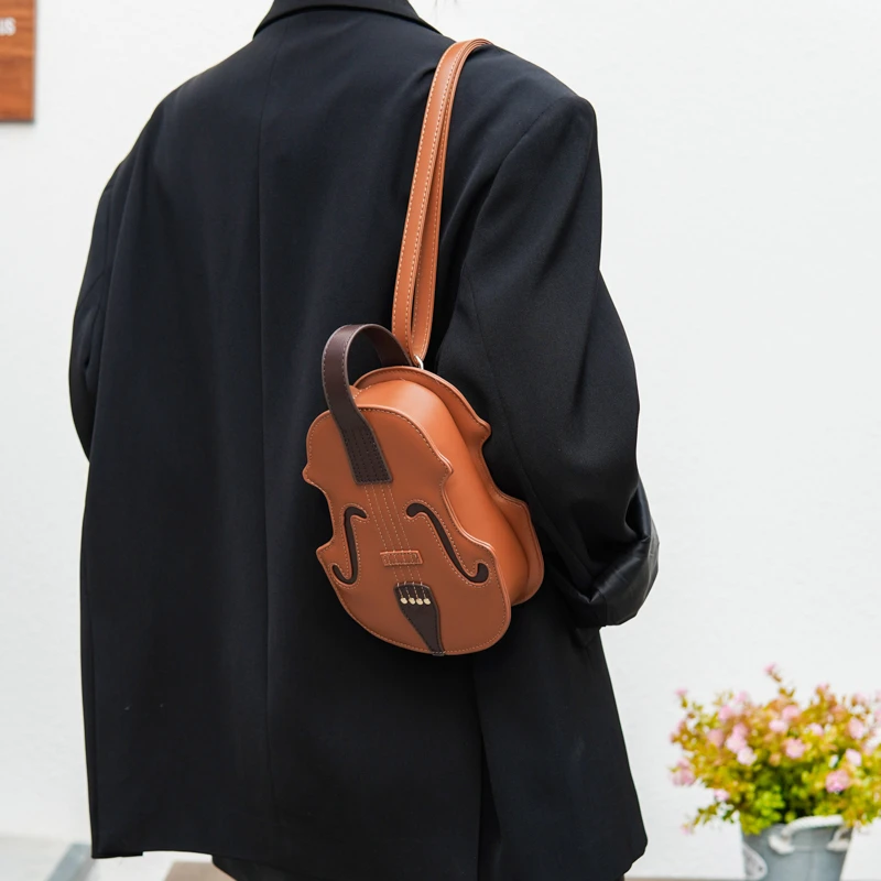

New Fashion Trend Violin Bags Hot Simple Personality PU Leather Single Shoulder Crossbody Bag Ladies Casual Hundred Backpack