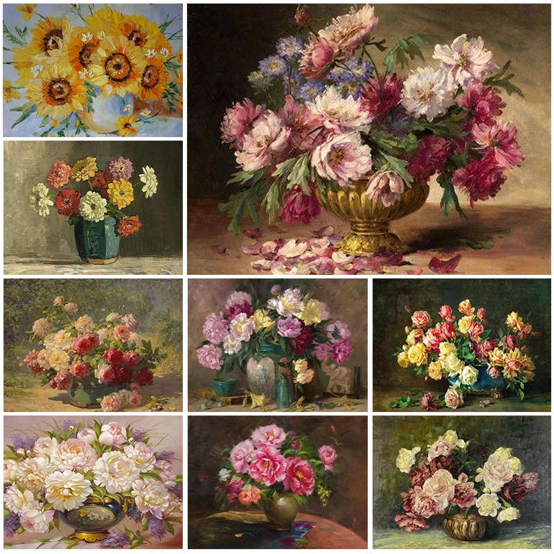 

Flower 5D Diamond Painting Gouache Art Bouquet Full Diamond Mosaic Diamond Embroidery Kit DIY Rhinestone Home Decoration