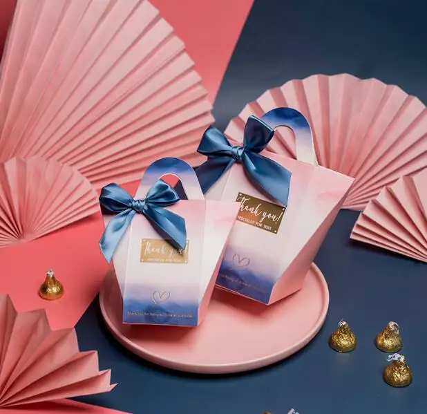 

50 X романтическая темно-синяя и фуксия сумка Свадебные сувениры коробки конфет вечерние подарочная коробка для шоколада конфет сумки Саше