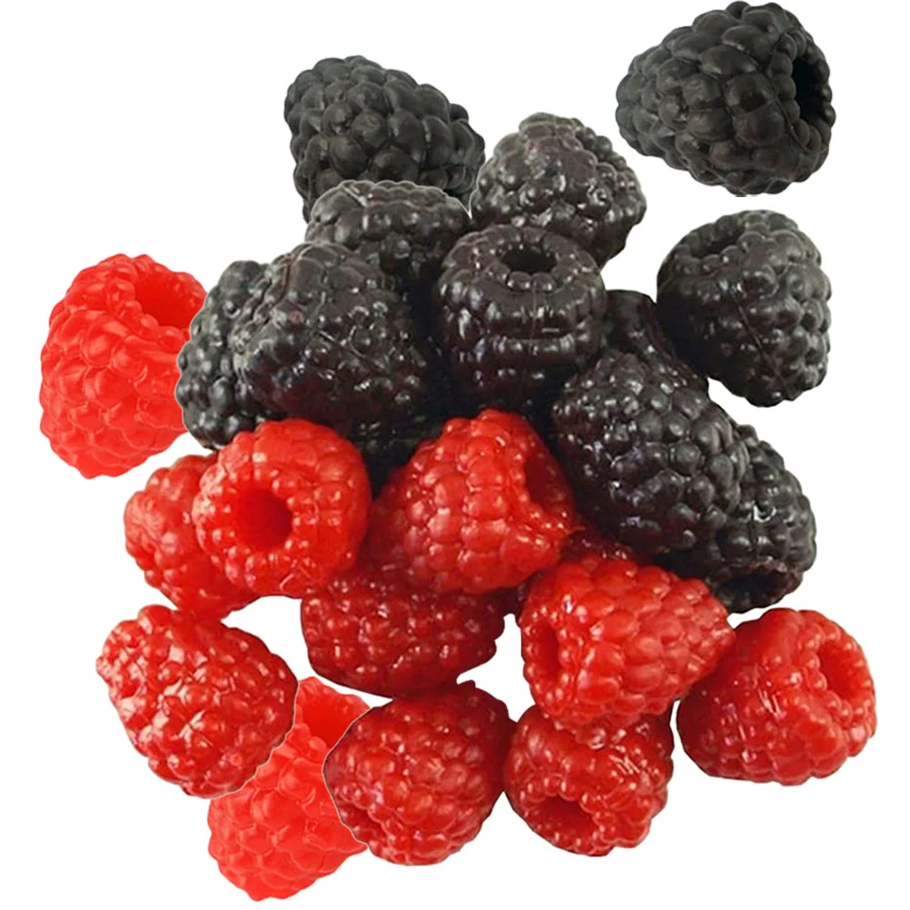 

40 Pcs Simulation Raspberry Artificial Model Ingredients Shop Window Decoration Soft Pvc Fruit Prop Shaped Models Child