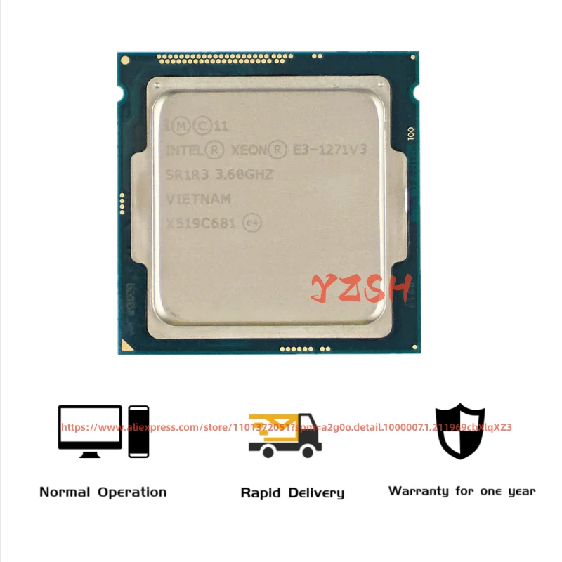 Интел Ксеон Е3-1271 в3 Е3 1271 1271в3 3,6 ГГц четырехъядерный восьмопоточный процессор CPU L2=1M L3=8M 80W LGA 1150 on.