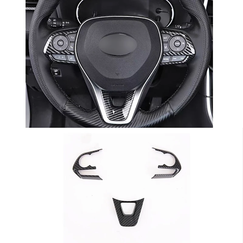 

1 компл. Для Toyota для Rav4 2019 2020 2021 узор из углеродного волокна отделка рулевого колеса кнопка управления рамка крышка внутренние молдинги