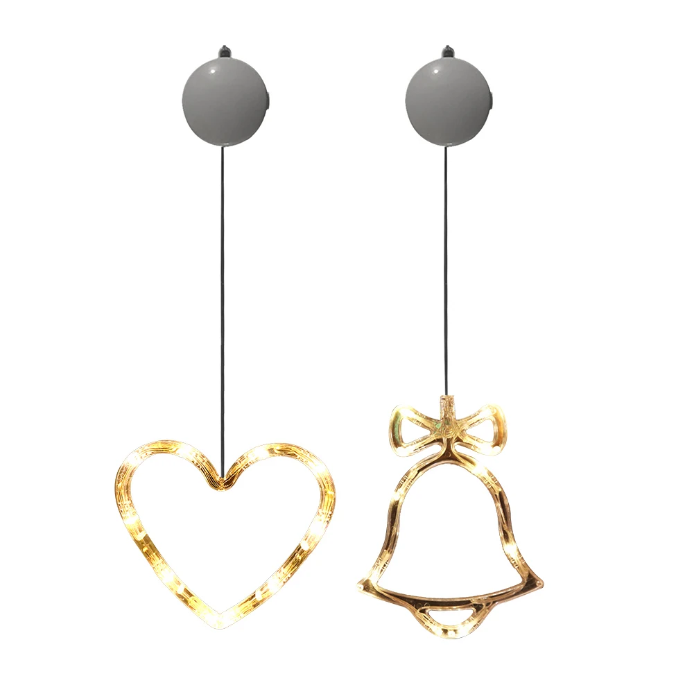 

LED String Light Love Bell Pattern Decorative Sucker Lamp Battery Powered Pendant for Holiday Party Window Shop Home Decoration