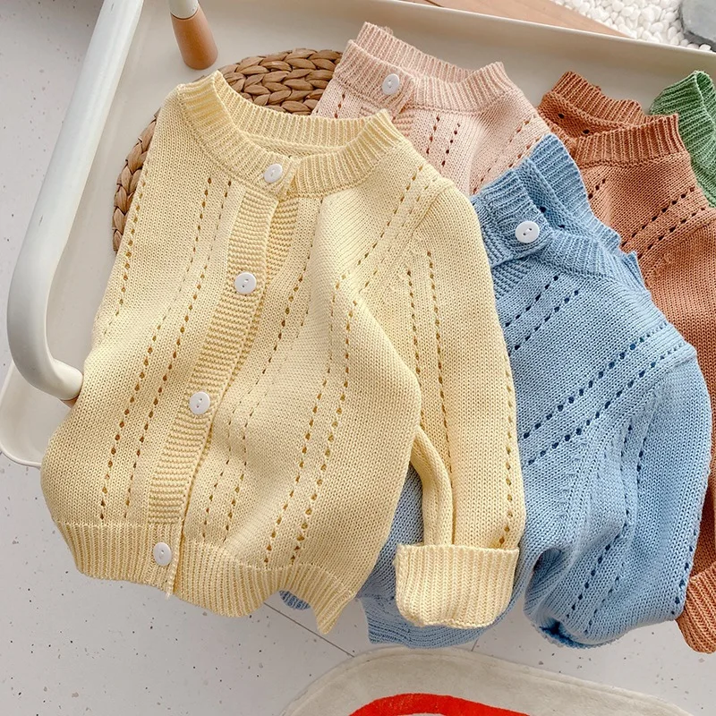 

Knitted Cardigan for Girls Autumn Baby Boy Clothes Solid Color Sweaters Coat Children Knitwear Fashion Kids Knitted Costume 0-6Y