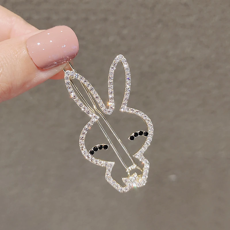 

2022New Fashion Alloy Rhinestone Zirconia Hair Clips Accessories For Girl Women Shining Rabbit Jewelry Decoration Bangs Clip
