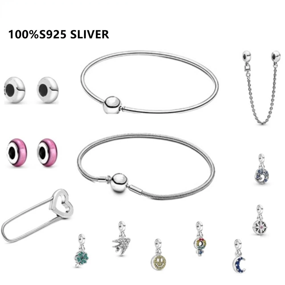 

100% S925 Sterling Silver Charm Creative Me Series Beads Earrings Pendant Fit Pandoraer Women Bracelet & Necklace Diy